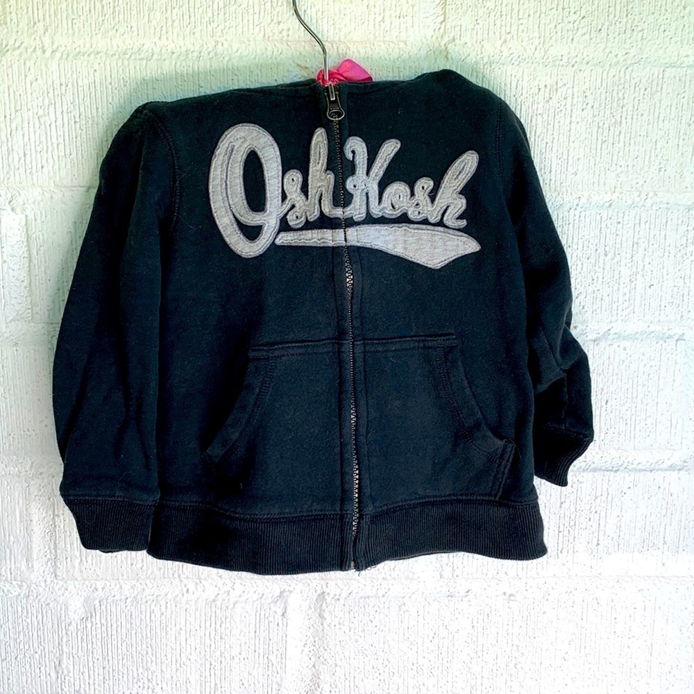 OshKosh B'gosh Black Zip Up Sweatshirt Jacket sz 3T